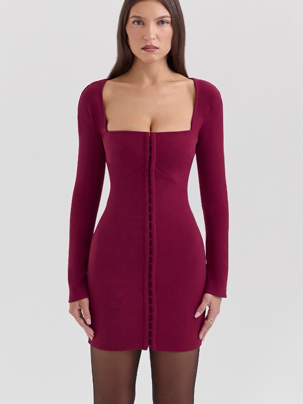 House Of Cb: Selene - Berry Bodycon Mini Dress